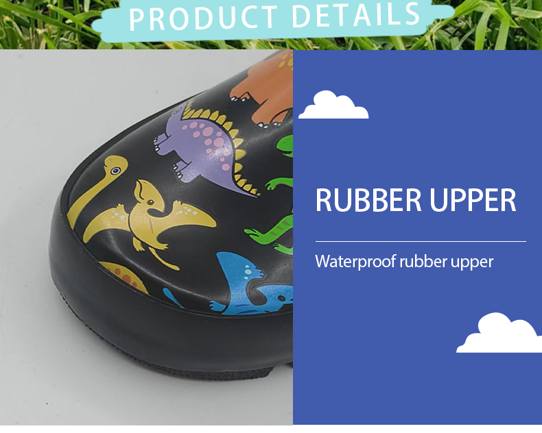 Natural rubber dinosaur printing wellingtong boots children