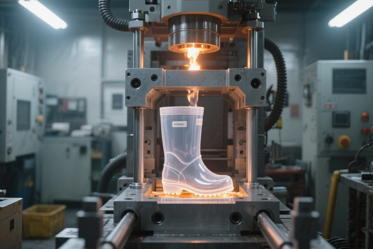 Kids transparent PVC boots with handle