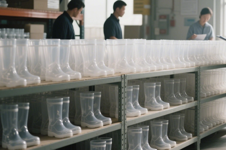 PVC transparent heeled rain boots