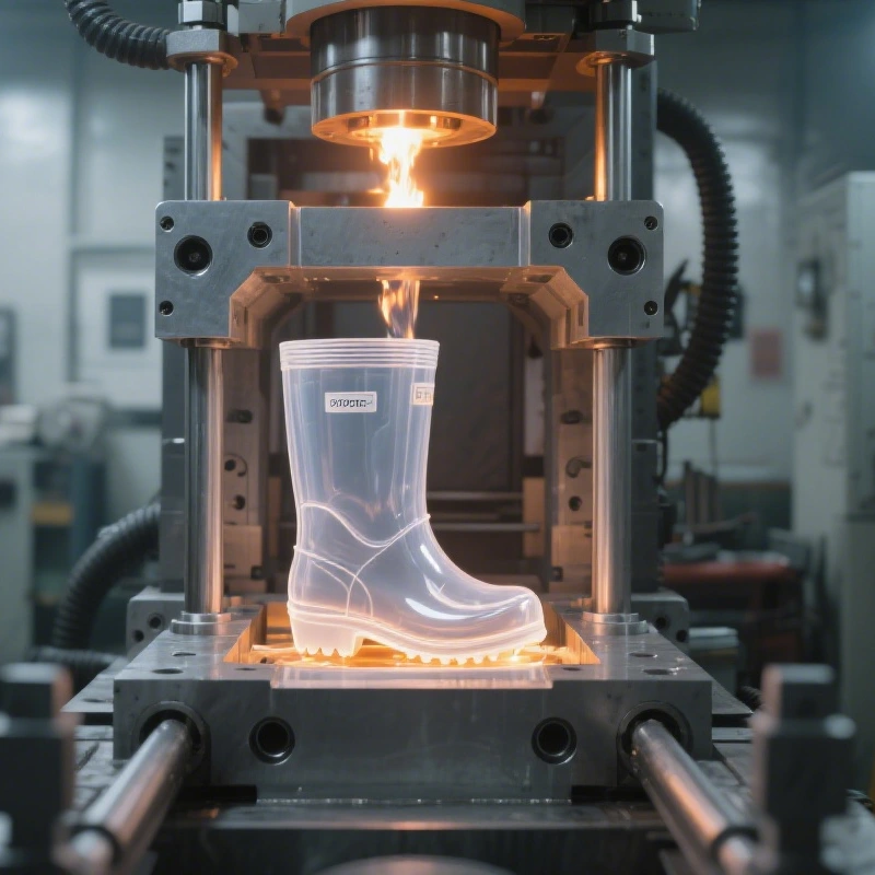 Kids transparent  PVC boots with handle