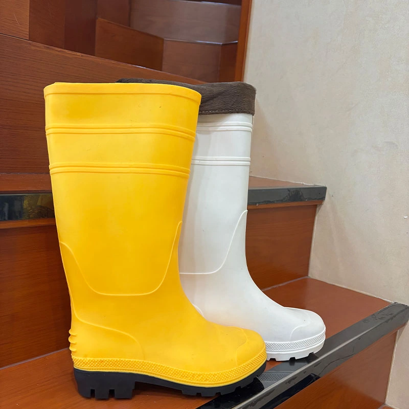 White knee high pvc boots with removable socks