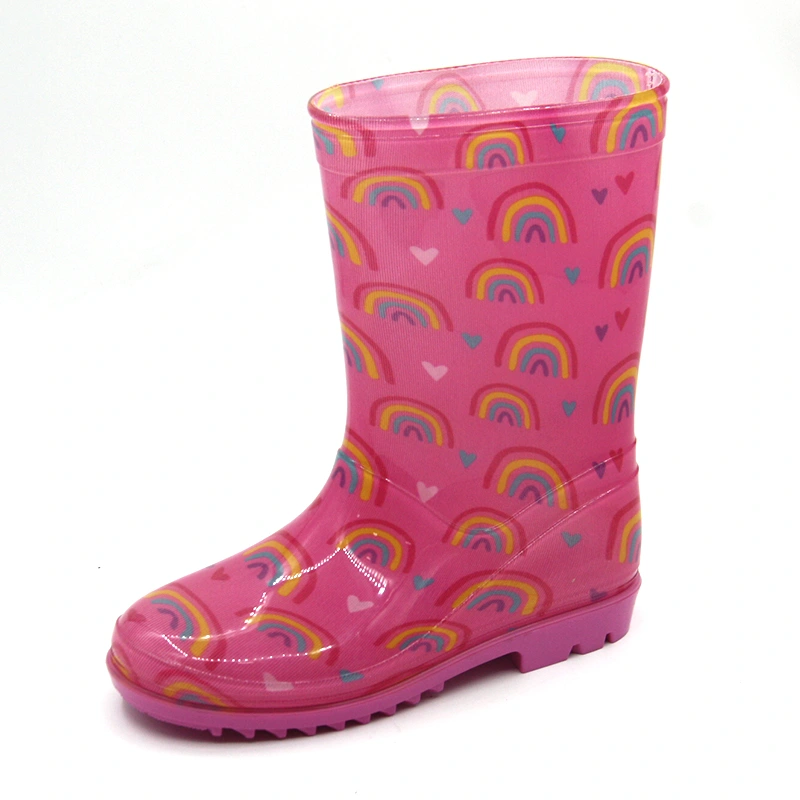 Kids transparent  PVC boots with handle