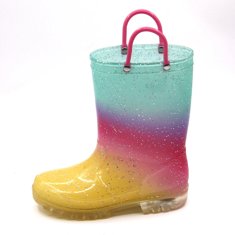 Kids transparent  PVC boots with handle