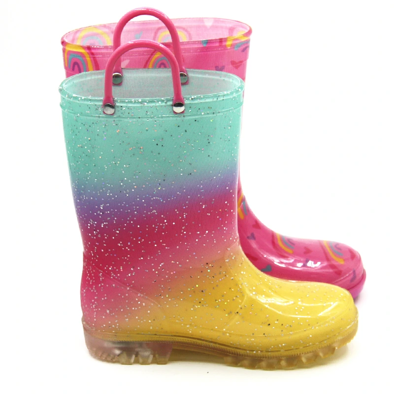Kids transparent  PVC boots with handle