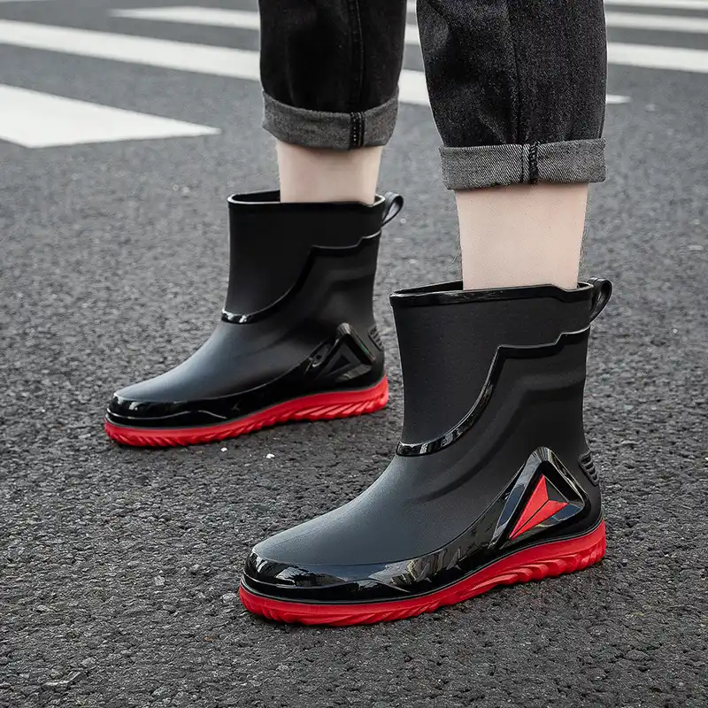 Customizable mens waterproof PVC rubber ankle boots supplier