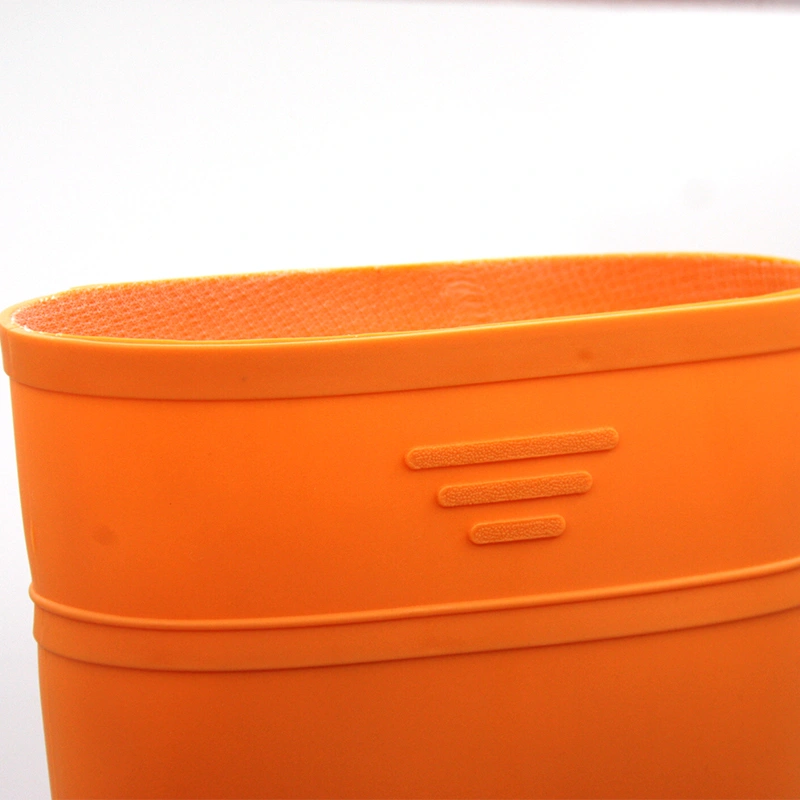 Orange knee high waterproof PVC boots for men