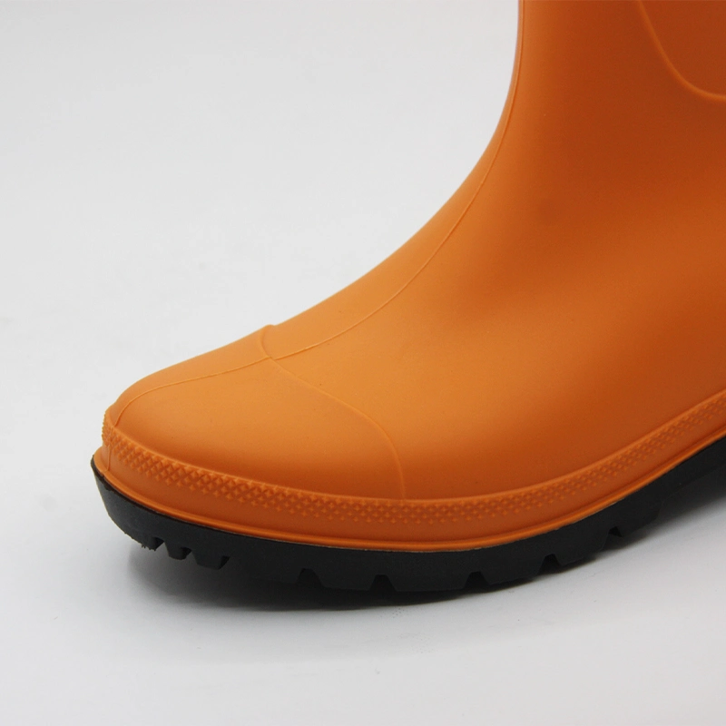 Orange knee high waterproof PVC boots for men
