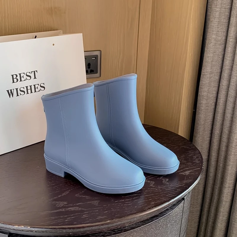 Ladies slip on fashion PVC rain boots