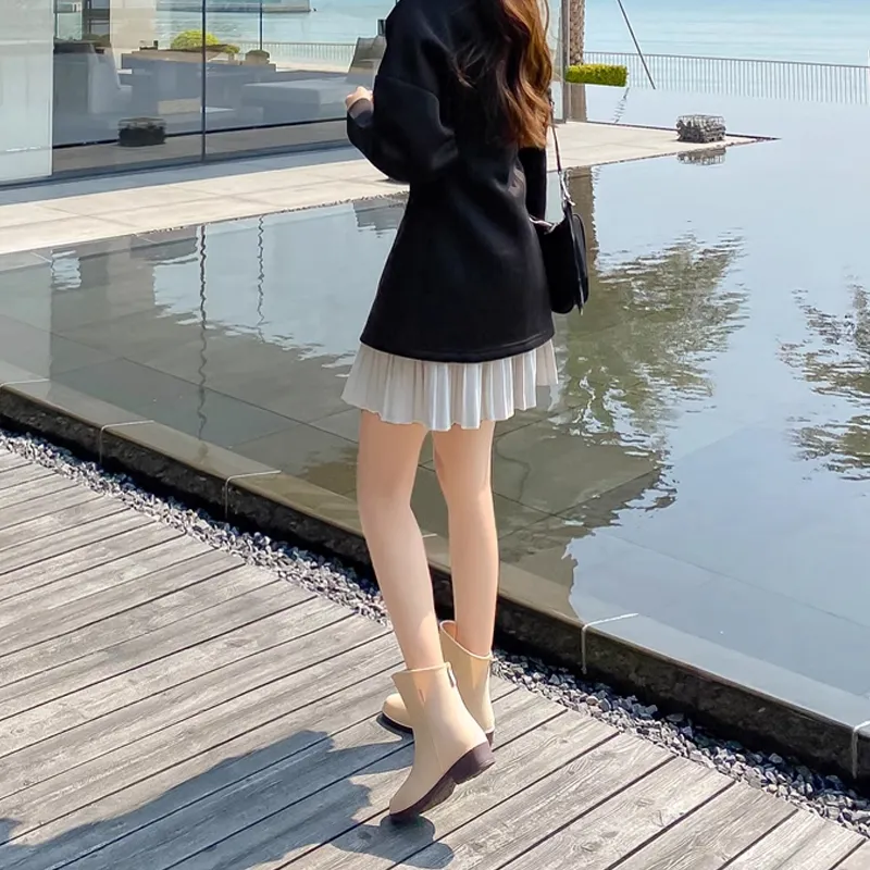 Ladies slip on fashion PVC rain boots