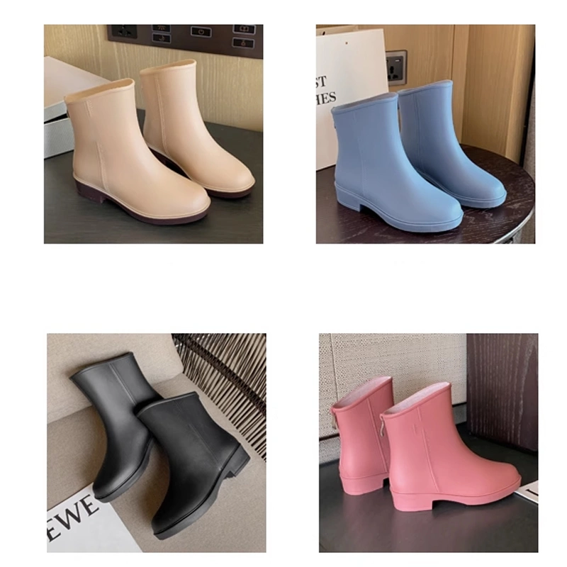 Ladies slip on fashion PVC rain boots