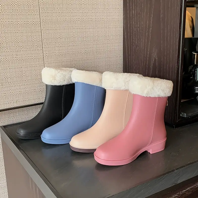 Ladies slip on fashion PVC rain boots