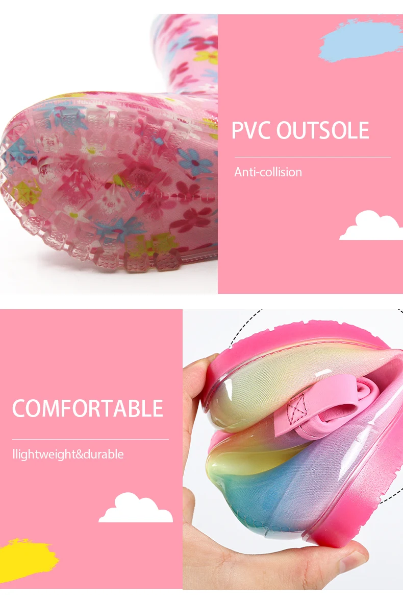 Transparent flower rain boots for kids