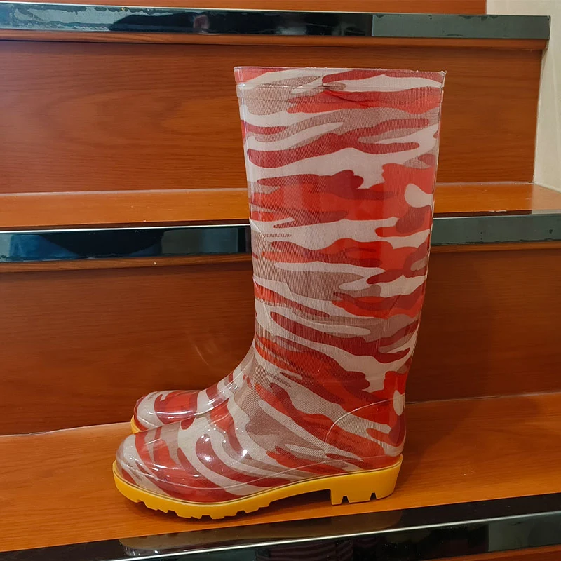 Mens flag print PVC transparent boots