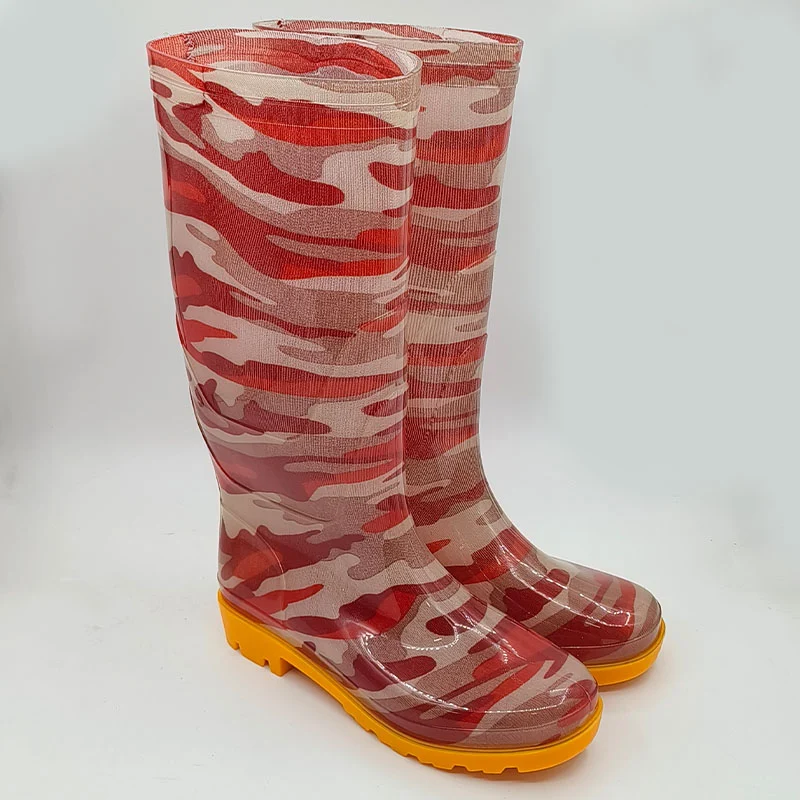 Mens flag print PVC transparent boots
