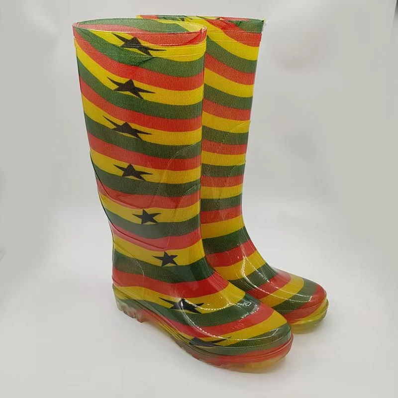 Mens flag print PVC transparent boots
