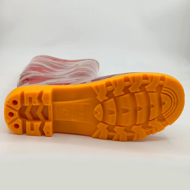 Mens flag print PVC transparent boots