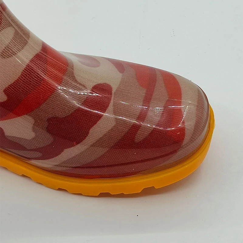 Mens flag print PVC transparent boots