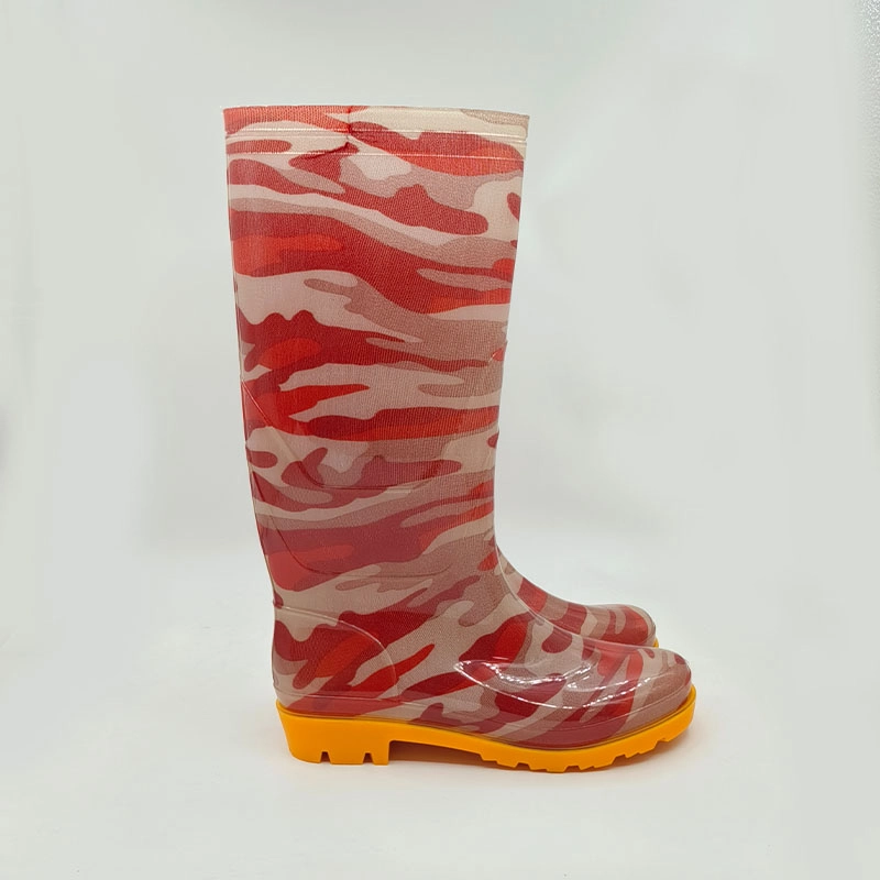 Mens flag print PVC transparent boots