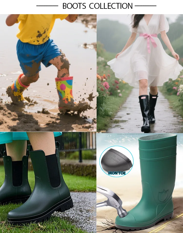 Ladies waterproof ankle high PVC boots