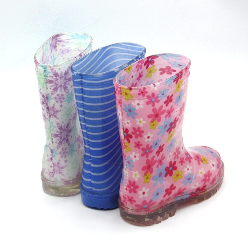 Transparent flower rain boots for kids