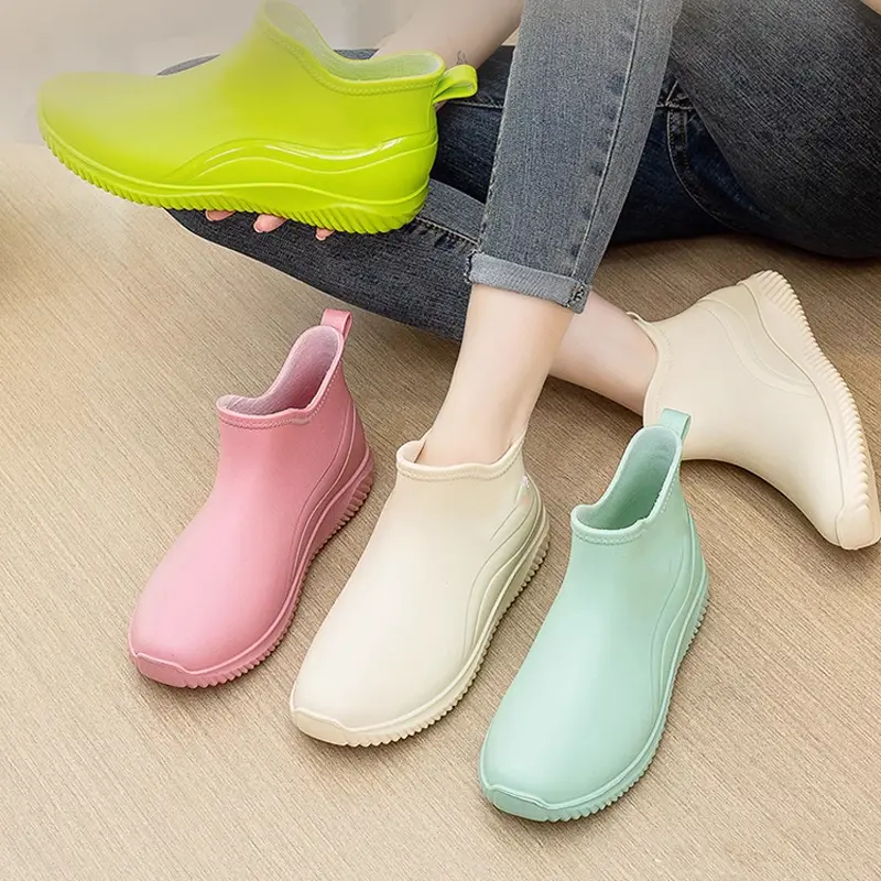 Ladies waterproof ankle high PVC boots