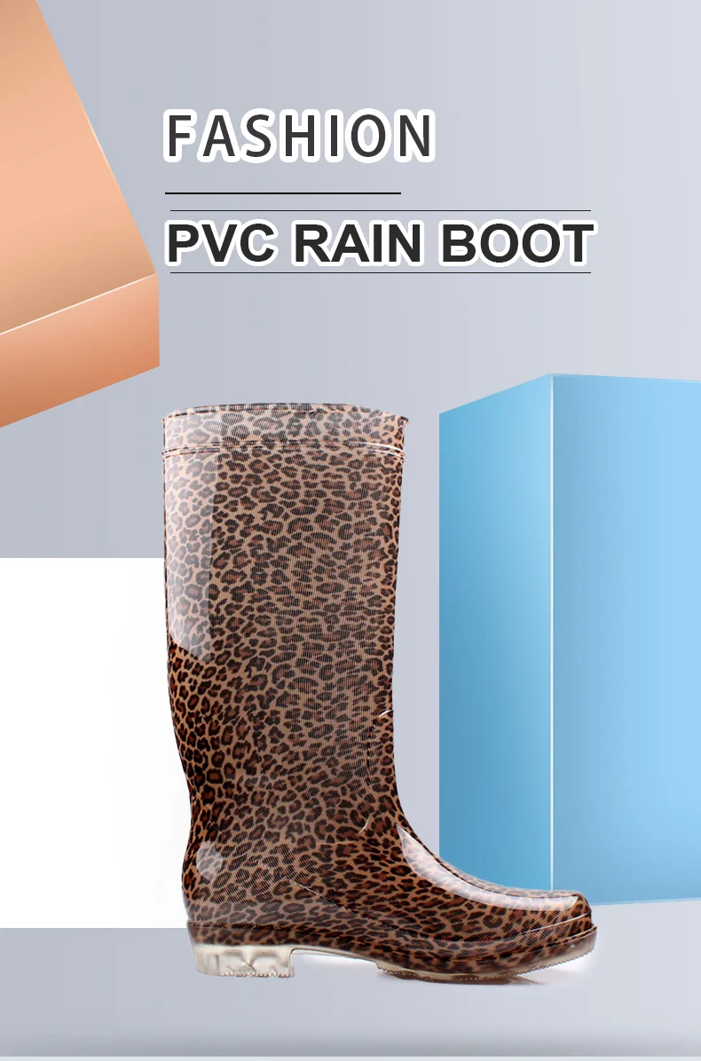 PVC transparent heeled rain boots