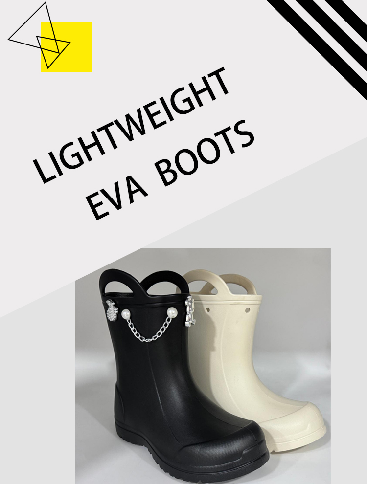 Kids waterproof easy-on hadle EVA foam rain boots