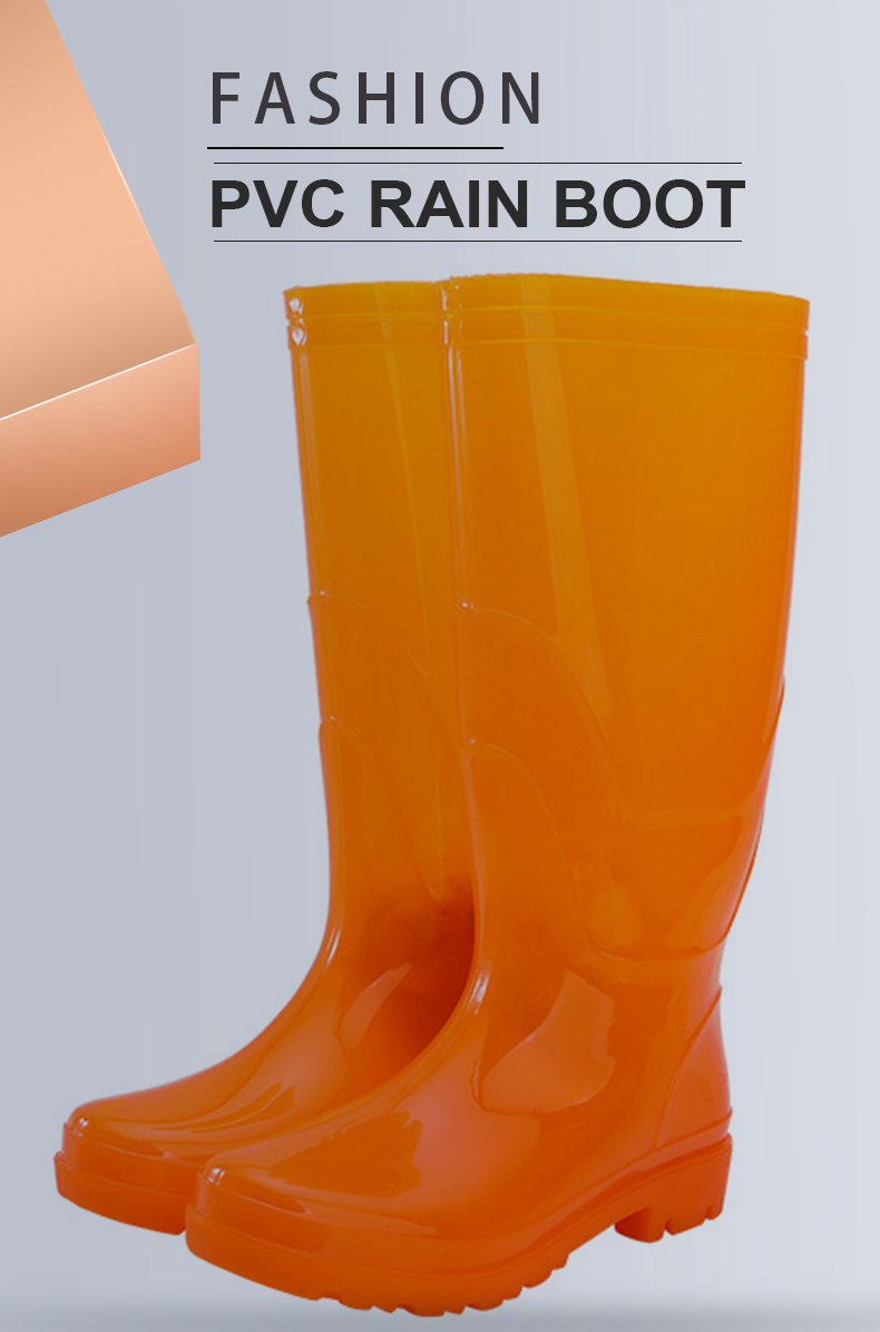 Orange PVC injection wellington boots for men