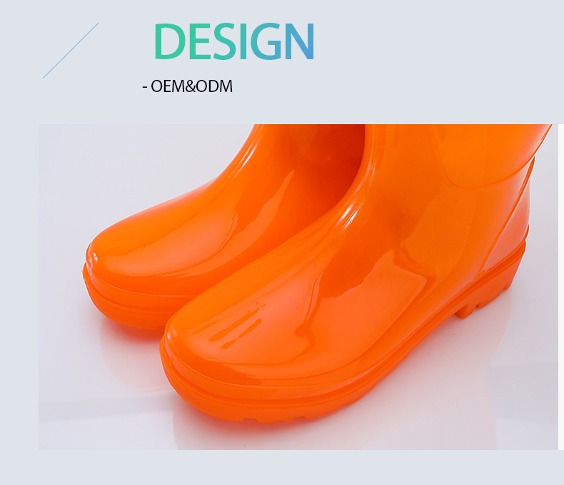 Orange PVC injection wellington boots for men