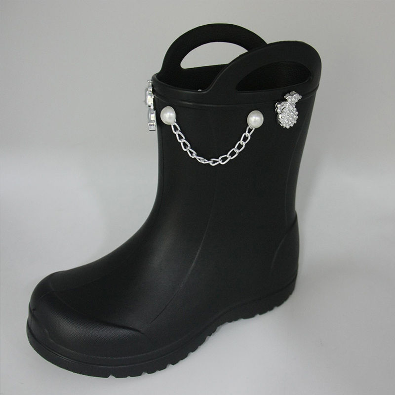 Kids waterproof easy-on hadle EVA foam rain boots