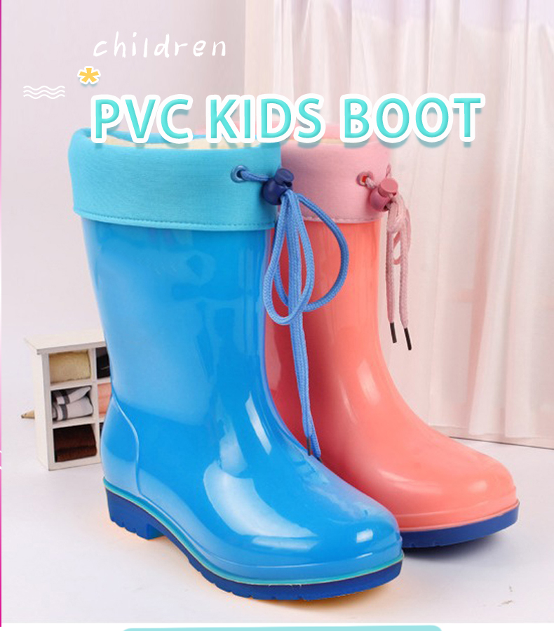 OEM kids PVC boots with removable fur socks