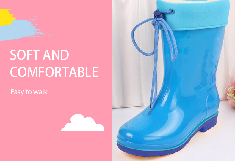 OEM kids PVC boots with removable fur socks