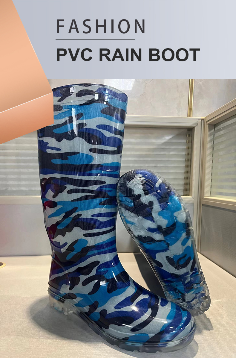 Knee high camouflage lined PVC boots for men wholesale