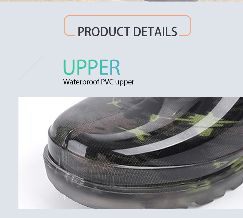 Knee high camouflage lined PVC boots for men wholesale