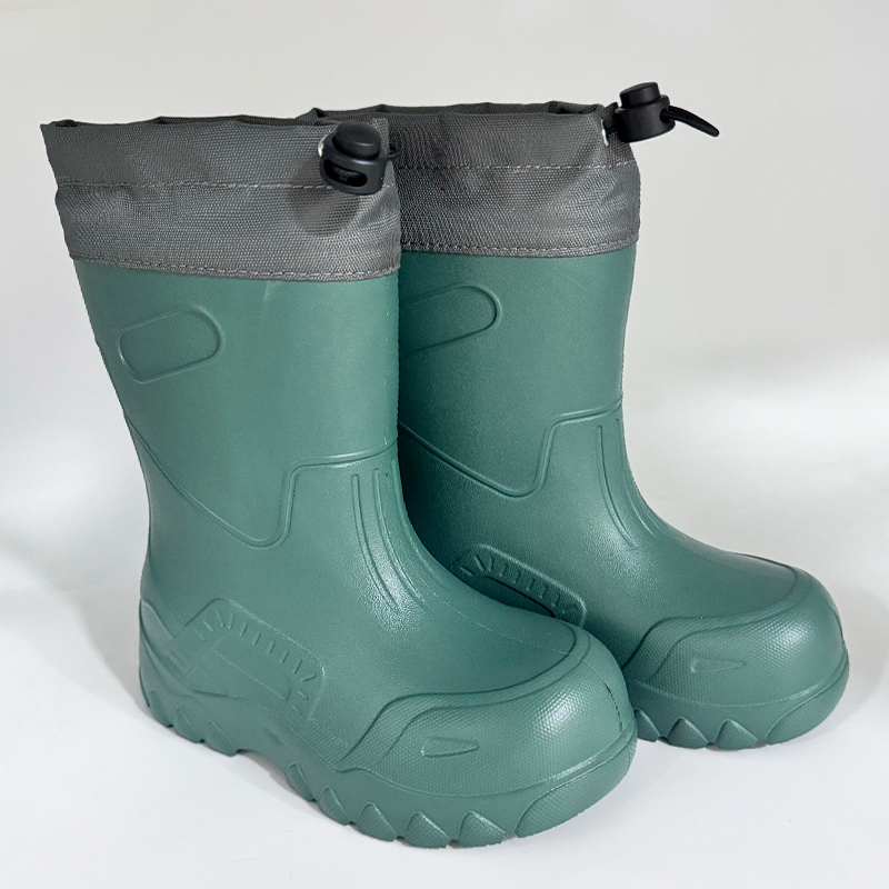 Kids Fur Lined Lightweight EVA Wellington Boots with Adjustable Collar