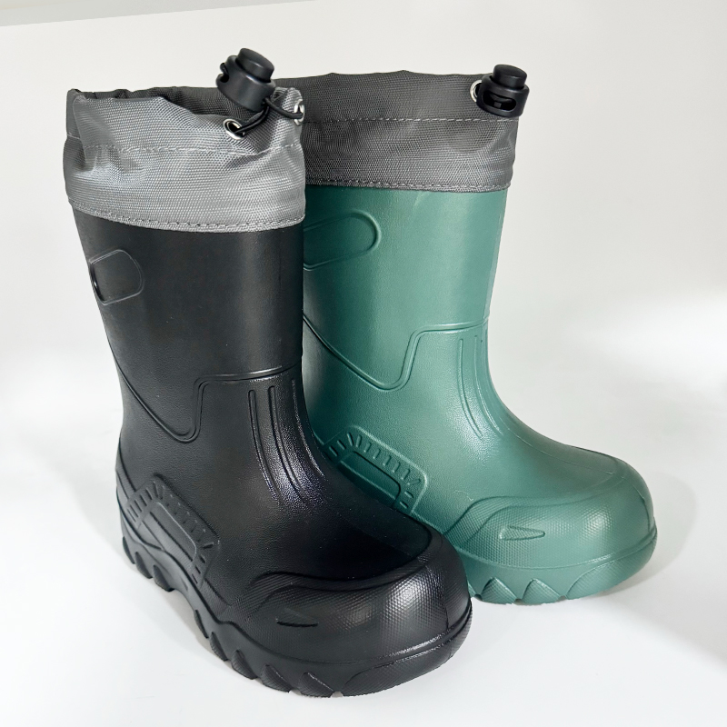 Kids Fur Lined Lightweight EVA Wellington Boots with Adjustable Collar