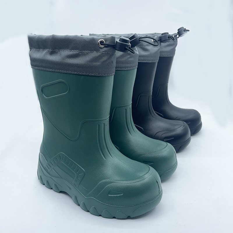 Kids Fur Lined Lightweight EVA Wellington Boots with Adjustable Collar