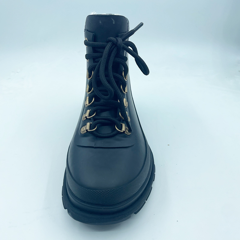 Wholesale lace up fur lined ankle gumboots manufacturer