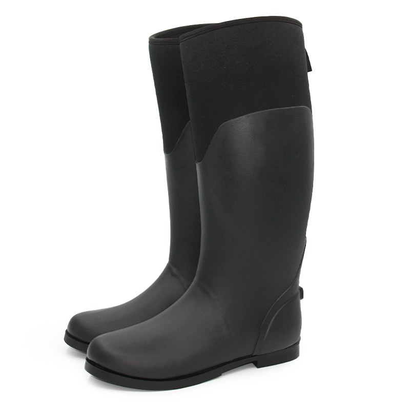 High Tube Neoprene Lined Waterproof Rubber Rain Boots for Women