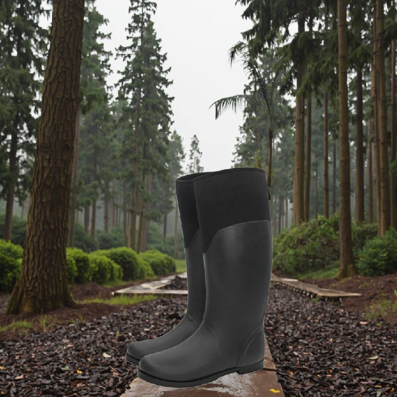 High Tube Neoprene Lined Waterproof Rubber Rain Boots for Women
