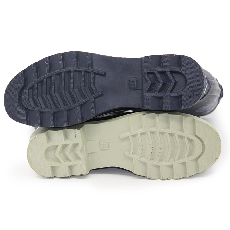 Lined mid calf rubber rain boots for women