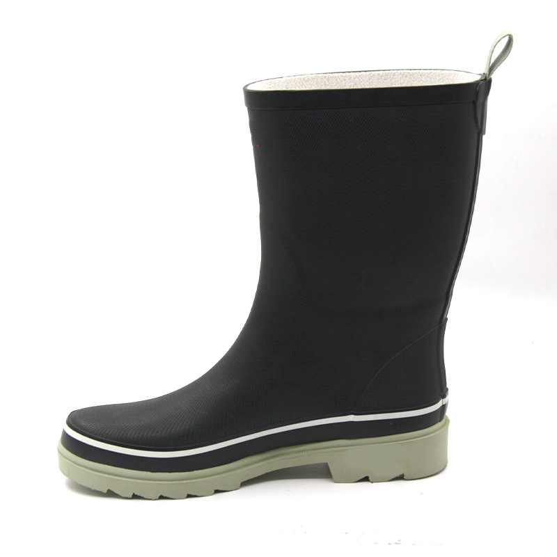 Lined mid calf rubber rain boots for women