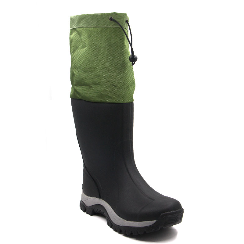 Adjustable height chunky sole vulcanized rubber boots for men