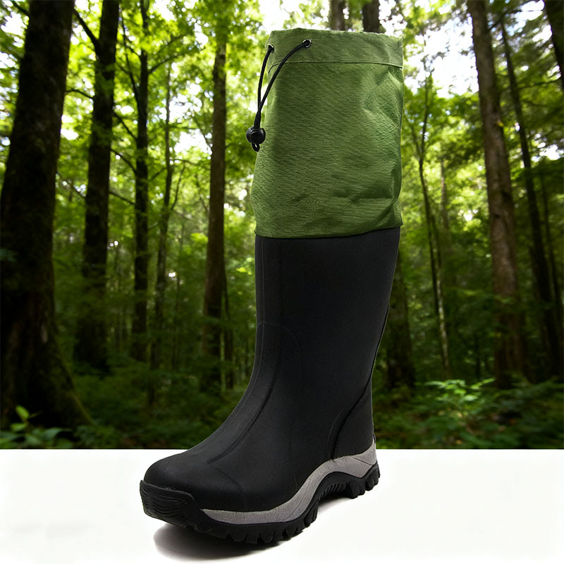 Adjustable height chunky sole vulcanized rubber boots for men