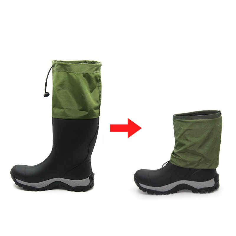 Adjustable height chunky sole vulcanized rubber boots for men