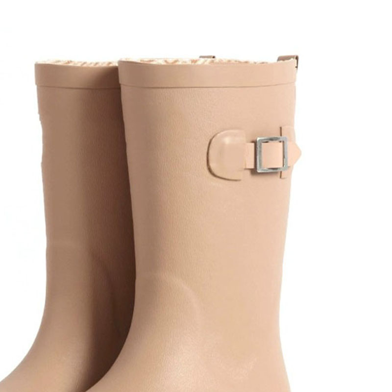 Waterproof Women Rubber Rain Boots with a strap and buckle