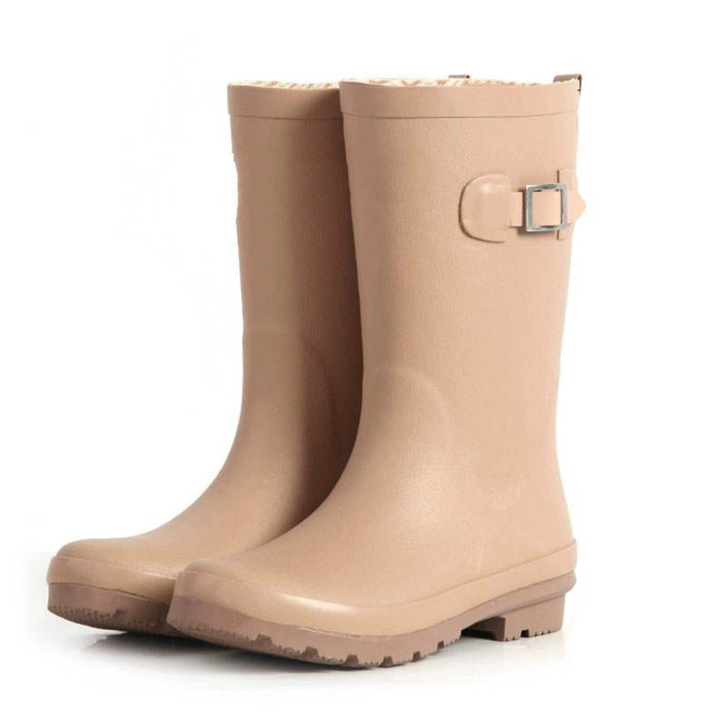 Waterproof Women Rubber Rain Boots with a strap and buckle