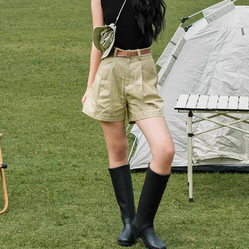 Waterproof Women Rubber Rain Boots with a strap and buckle