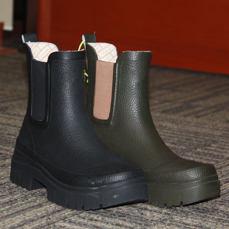 Womens Fashionable Ankle High Cotton Fabric Lined Gumboots