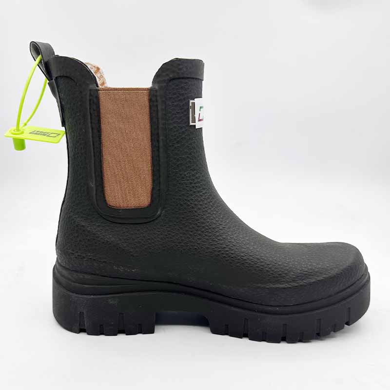 Womens Fashionable Ankle High Cotton Fabric Lined Gumboots